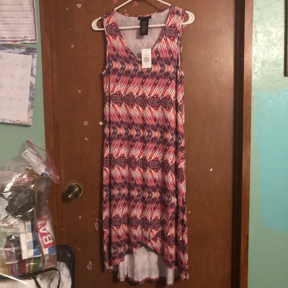 NWT Design History Missy Pink Arrow Print High -Low Maxi Dress - Picture 1 of 5